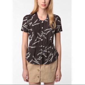 Urban Outfitters Vasia Feathers Short Sleeve Top